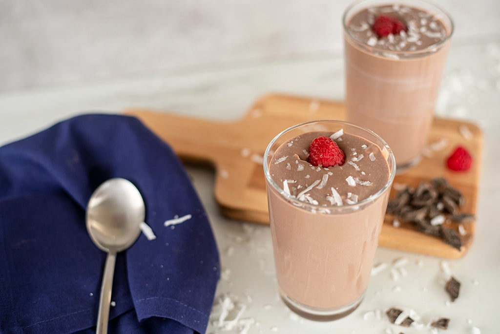 Chocolate Coconut Raspberry Protein Smoothie