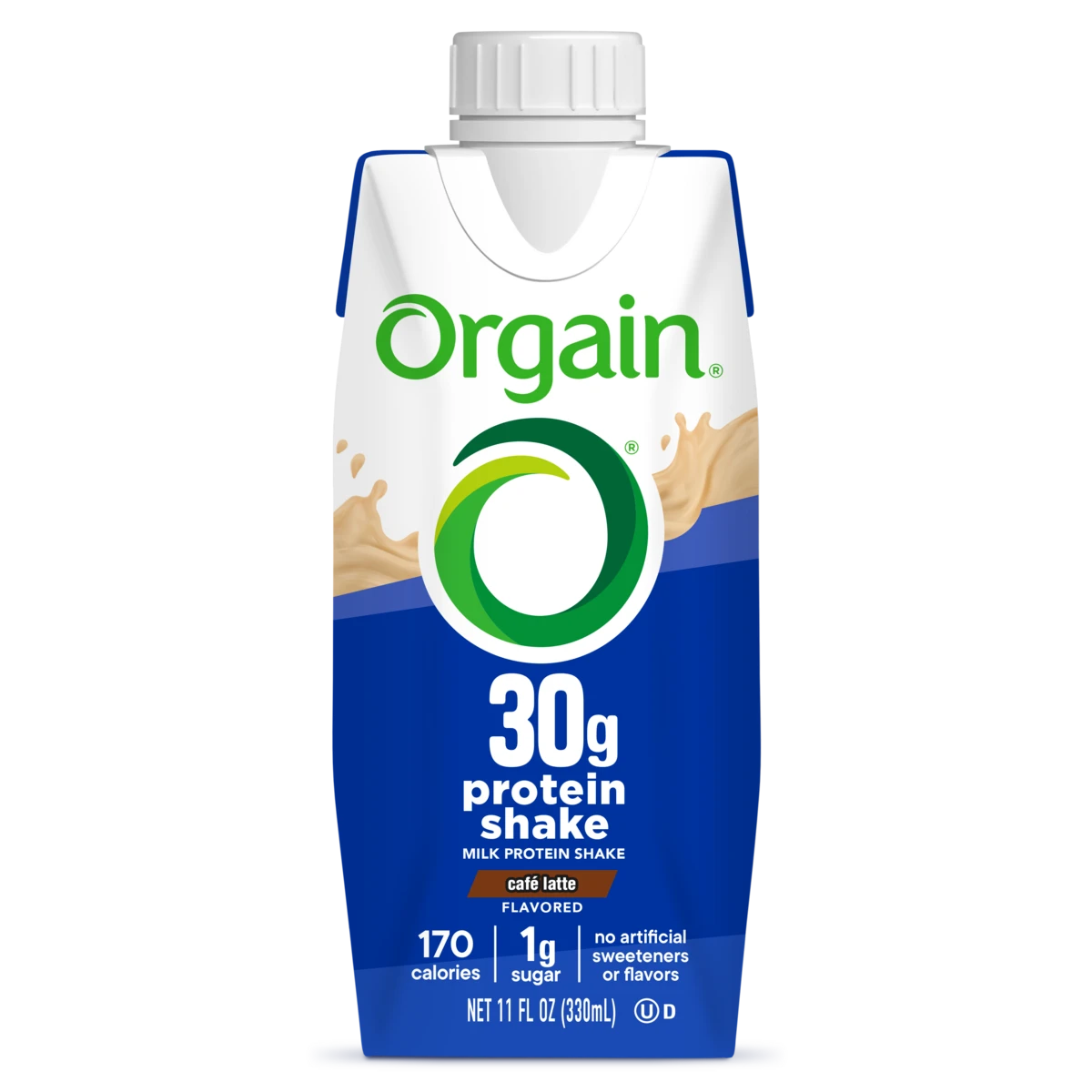 Front 30g protein shake cafe latte flavor single serving