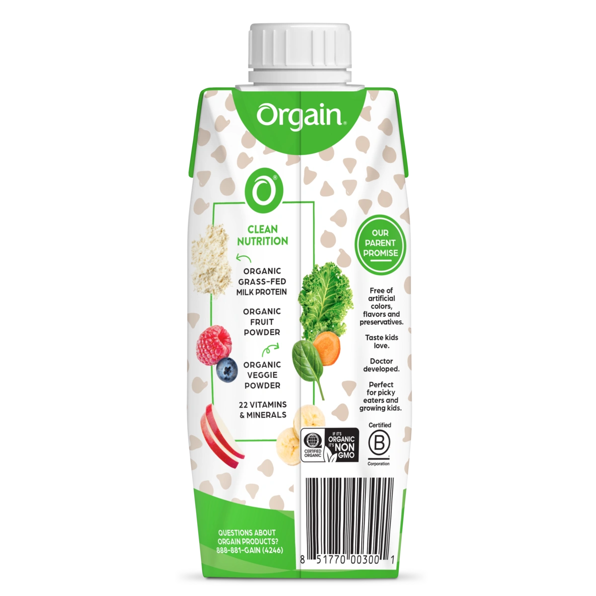 Back of Kids Protein Organic Nutrition Shake Chocolate Flavor