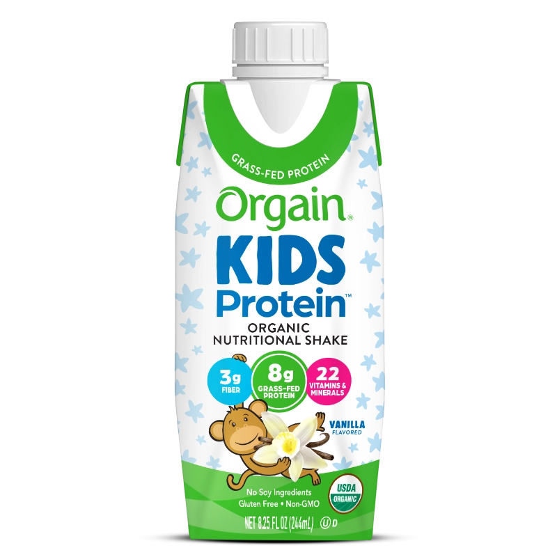 Front of Kids Protein Organic Nutrition Shake - Vanilla  Flavor in the 12 Shakes Size