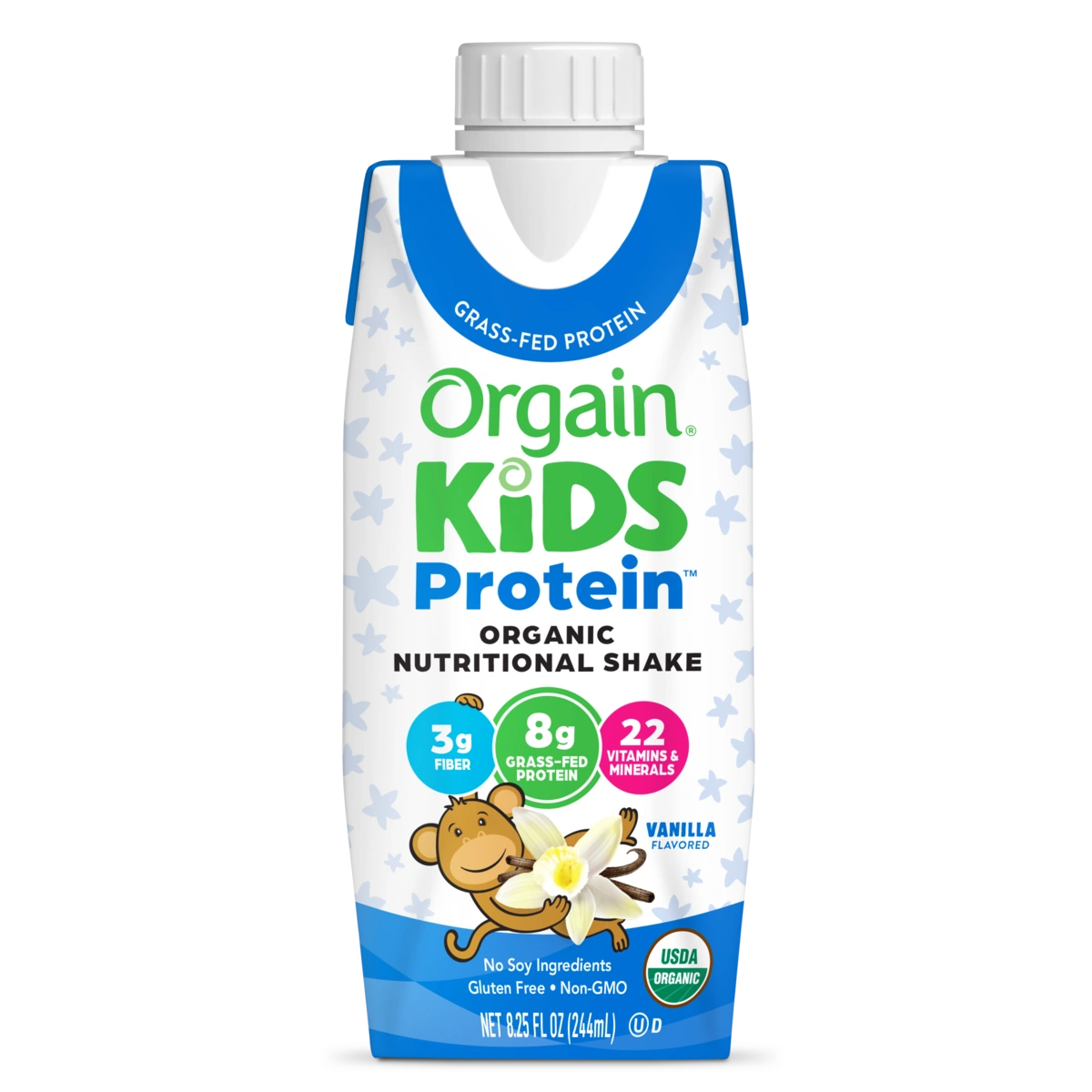 Front of Kids Protein Organic Nutrition Shake - Vanilla  Flavor