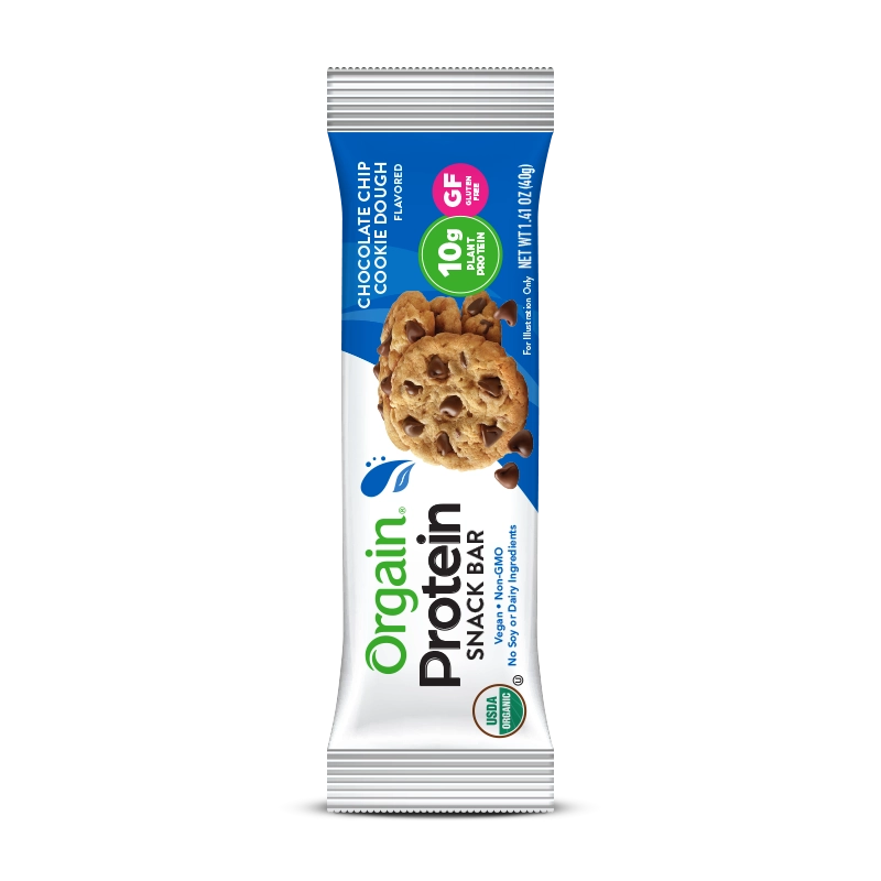 Front of Organic Protein Bar - Chocolate Chip Cookie Dough  Flavor in the 12 Bars Size