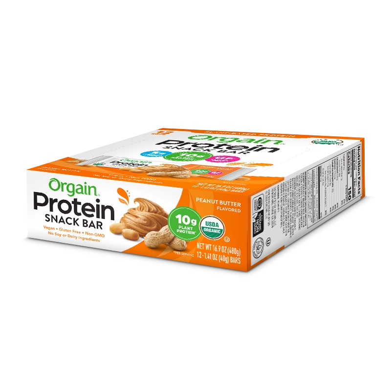 Angled top side of Organic Protein Bar - Peanut Butter  Flavor in the 12 Bars Size