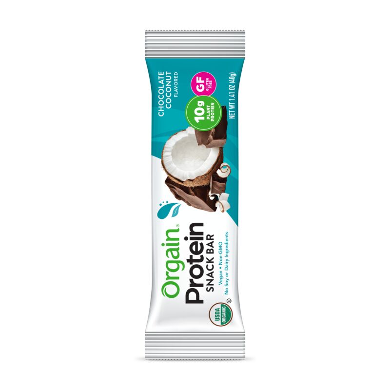Front of Organic Protein Bar - Chocolate Coconut  Flavor in the 12 Bars Size