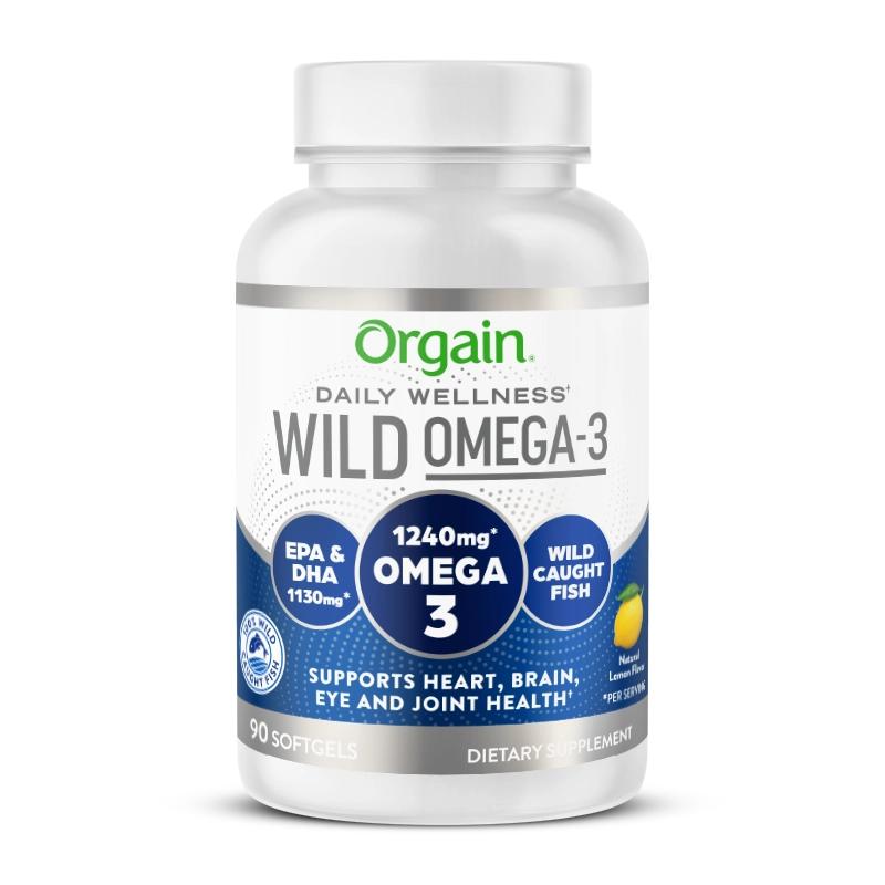 Front of Wild Omega-3 Natural Lemon Flavor Flavor in the 90ct Softgels Size
