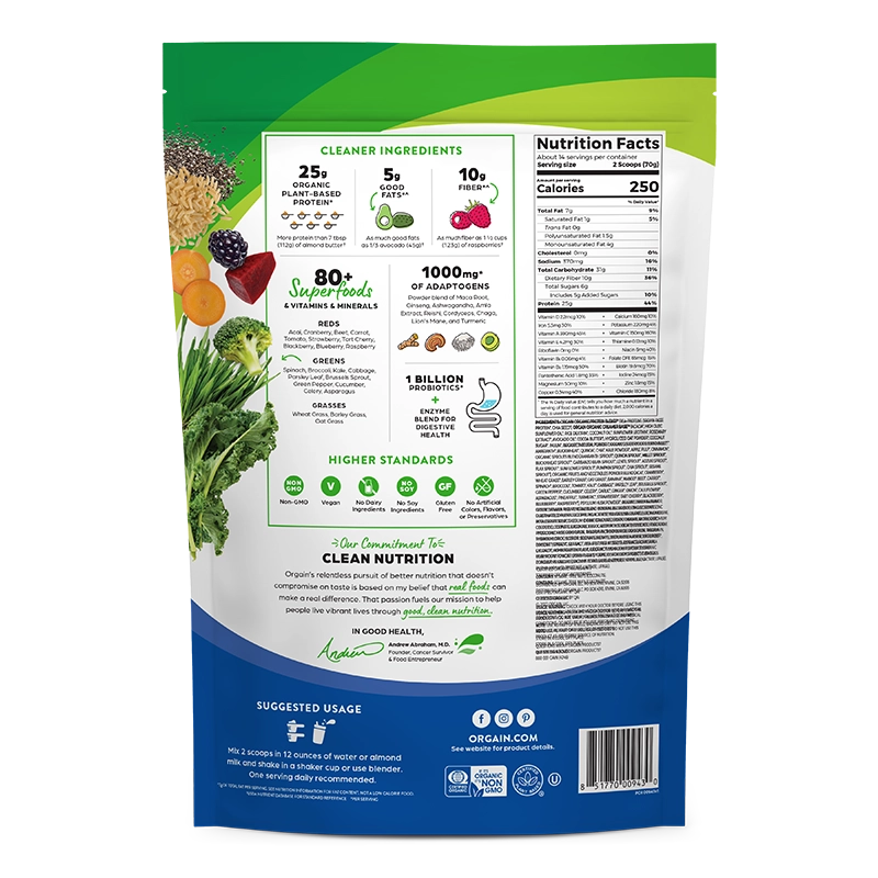Back of Perfect Meal Powder - Vanilla  Flavor in the 2.16lb Pouch Size