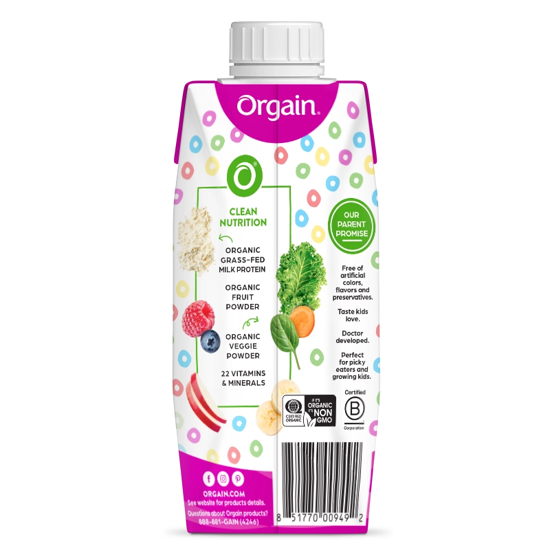 Orgain 30g Milk Protein Shake, Fruity Cereal, 11 fl oz, 18-pack