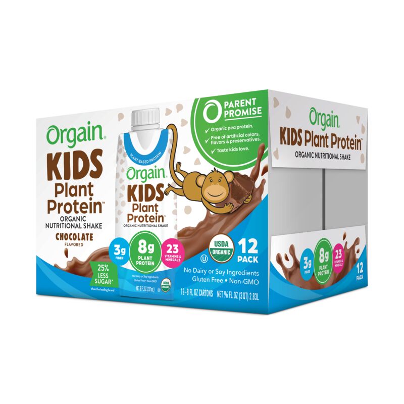 Orgain USDA Organic Kids Nutritional Protein Shake, Chocolate, 8