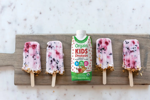 Breakfast Berry Yogurt Protein Popsicles