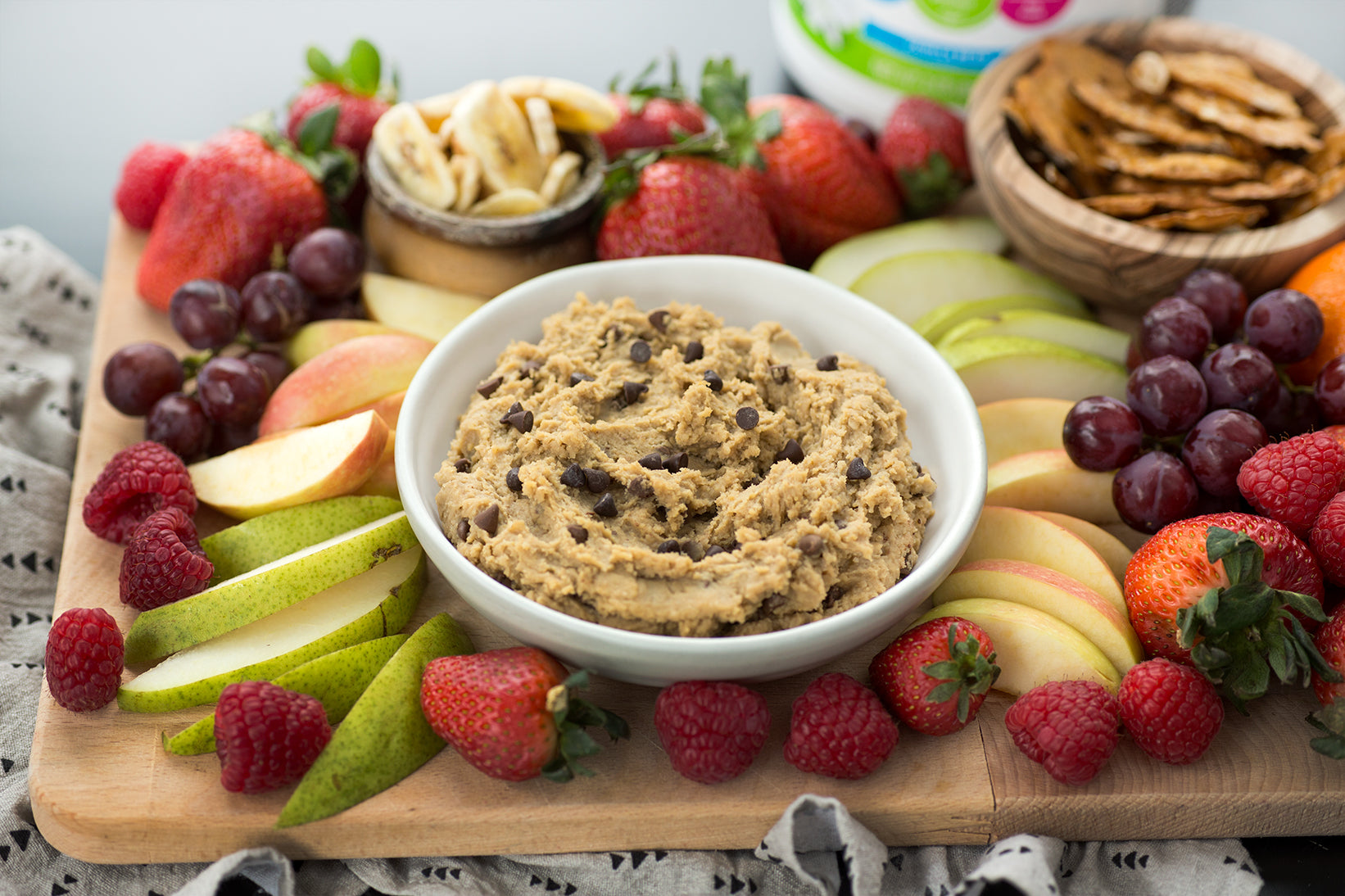 Game-Day Snack Board   with Chocolate Chip Cookie Dough Dip