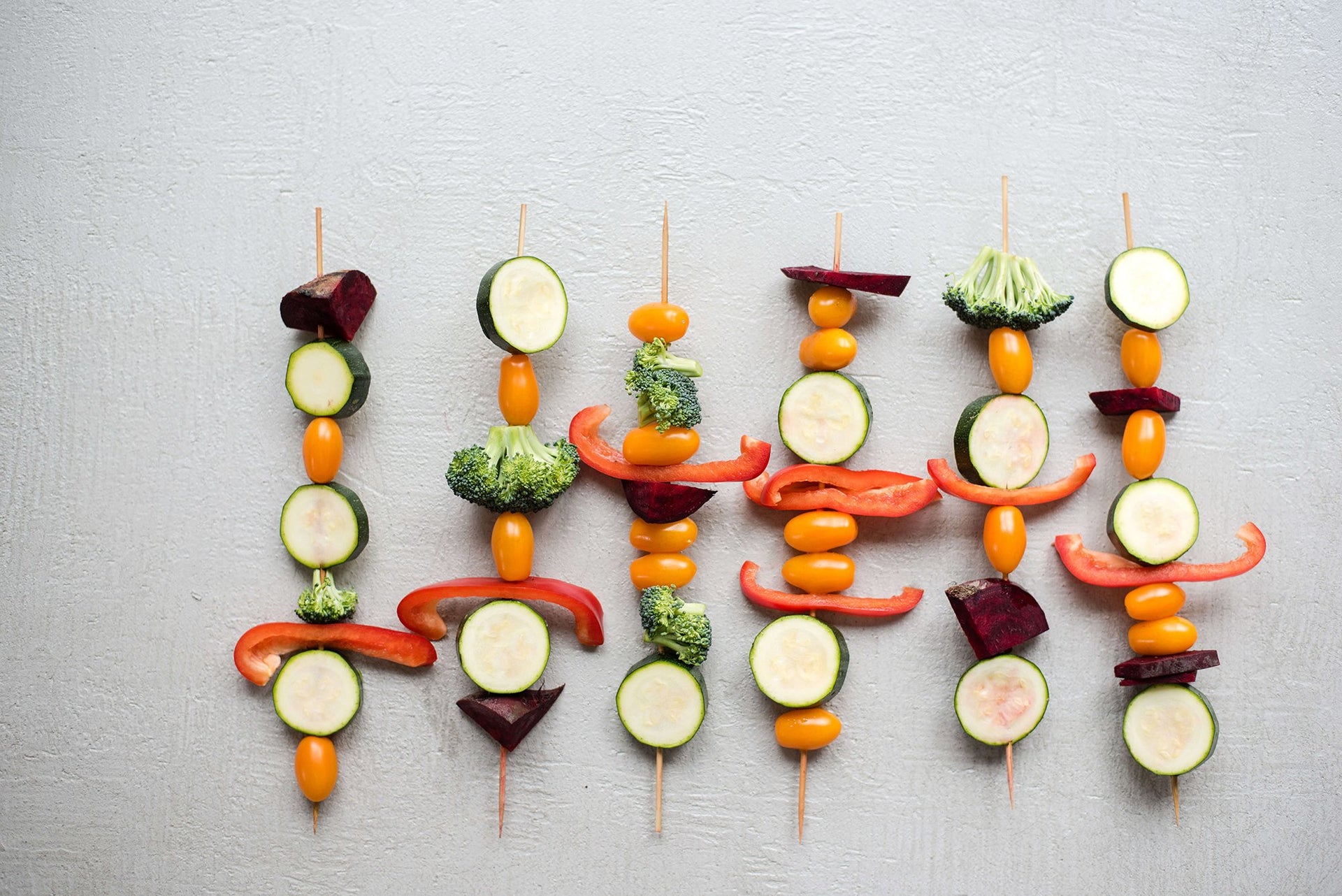 veggie kabobs on a table