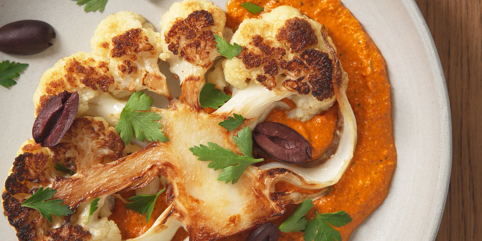 Cauliflower Steak & Protein Romesco Sauce