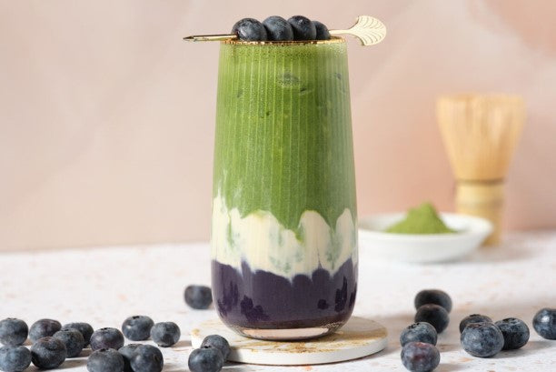 Iced Vanilla Blueberry Matcha