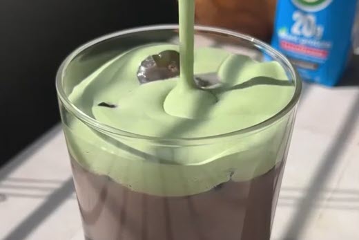 Chocolate Shake with matcha cold foam smoothie