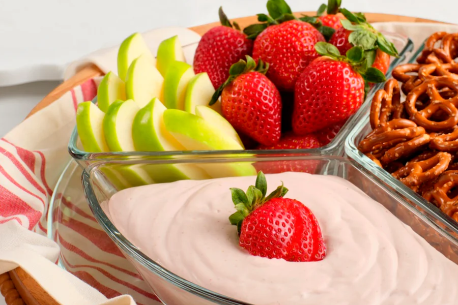 Orgain strawberry and cream powder strawberry fruit dip