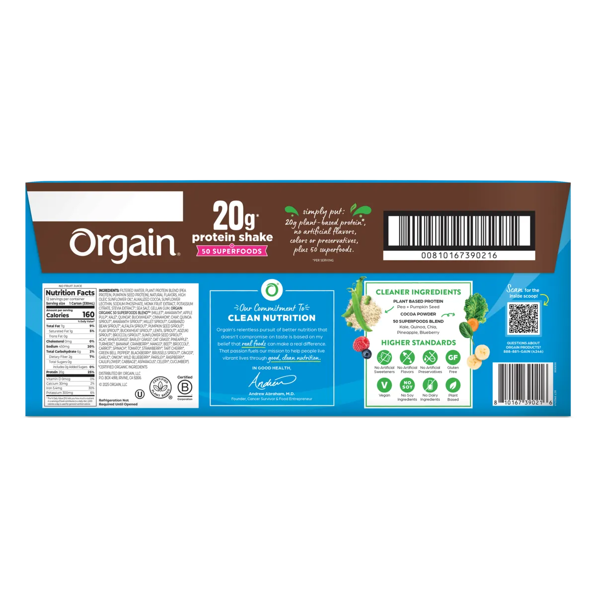 Back of 20g Plant Protein plus 50 superfoods 12 pack