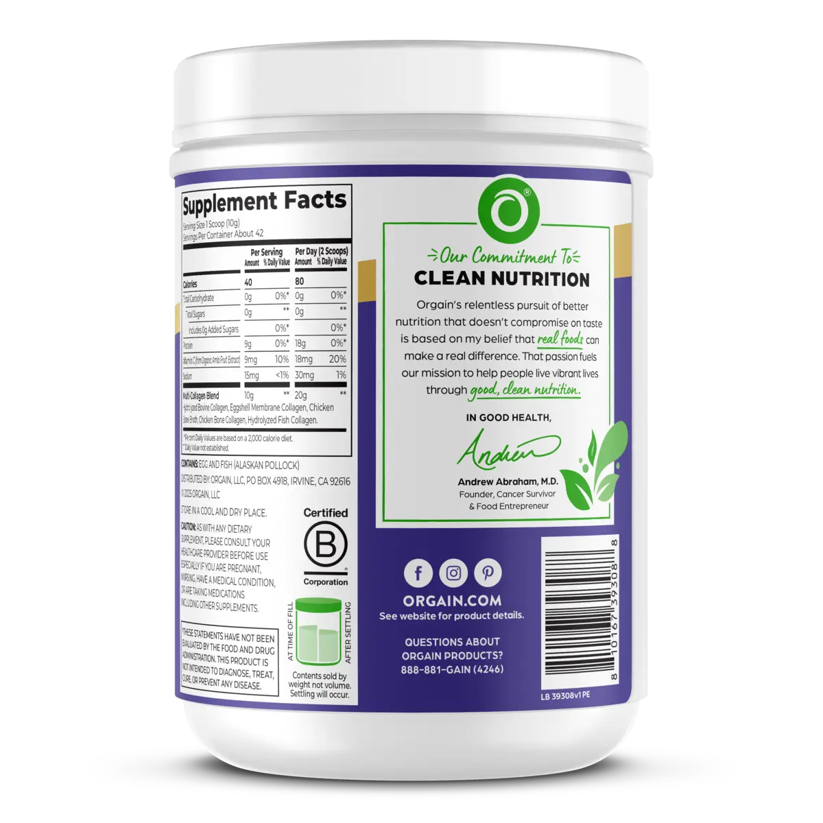 right side of Multi-Collagen powder