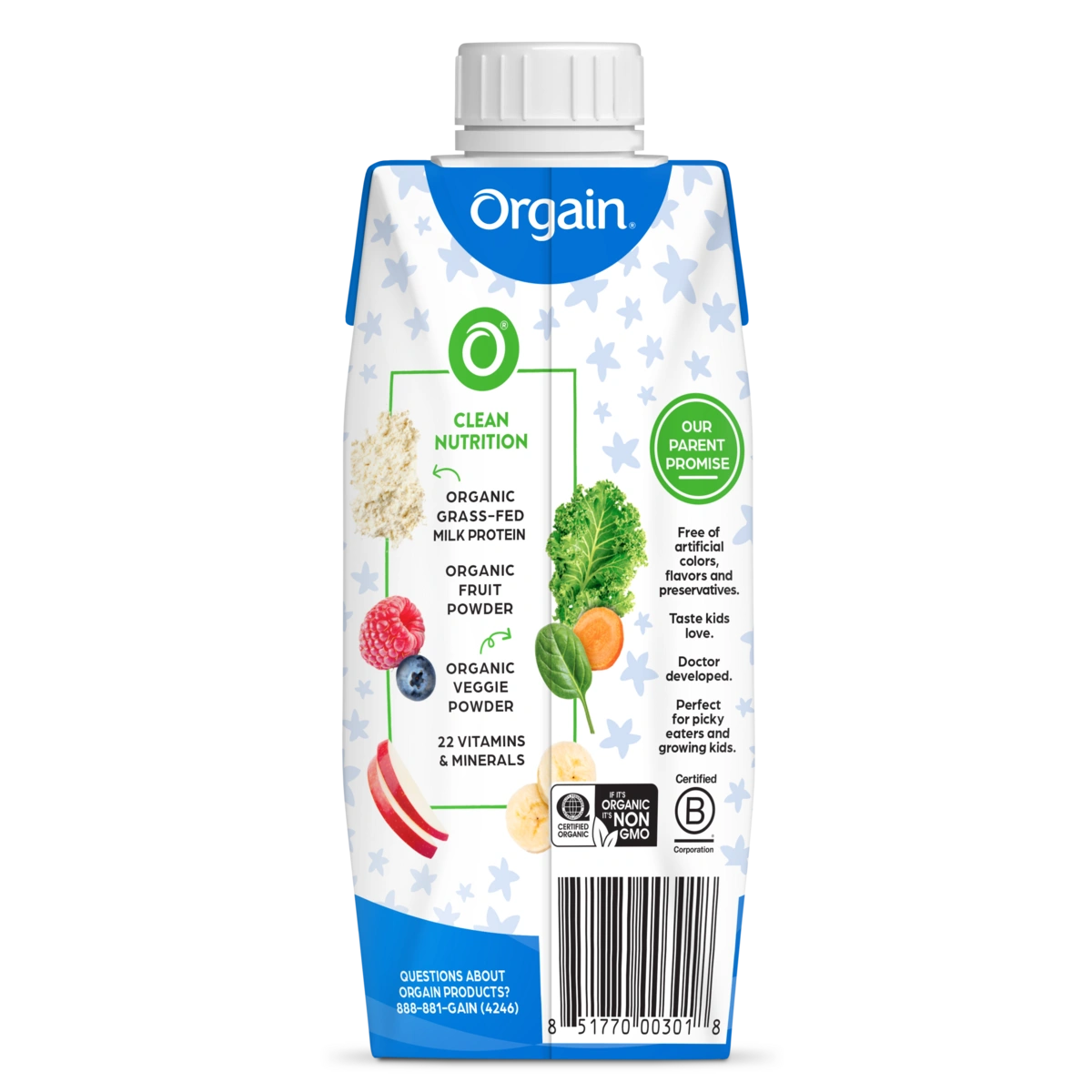 Back of Kids Protein Organic Nutrition Shake - Vanilla  Flavor