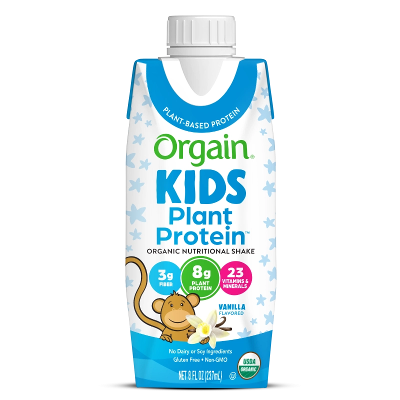 Front of Kids Organic Plant Protein Nutritional Shake - Vanilla  Flavor in the 12 Shakes Size