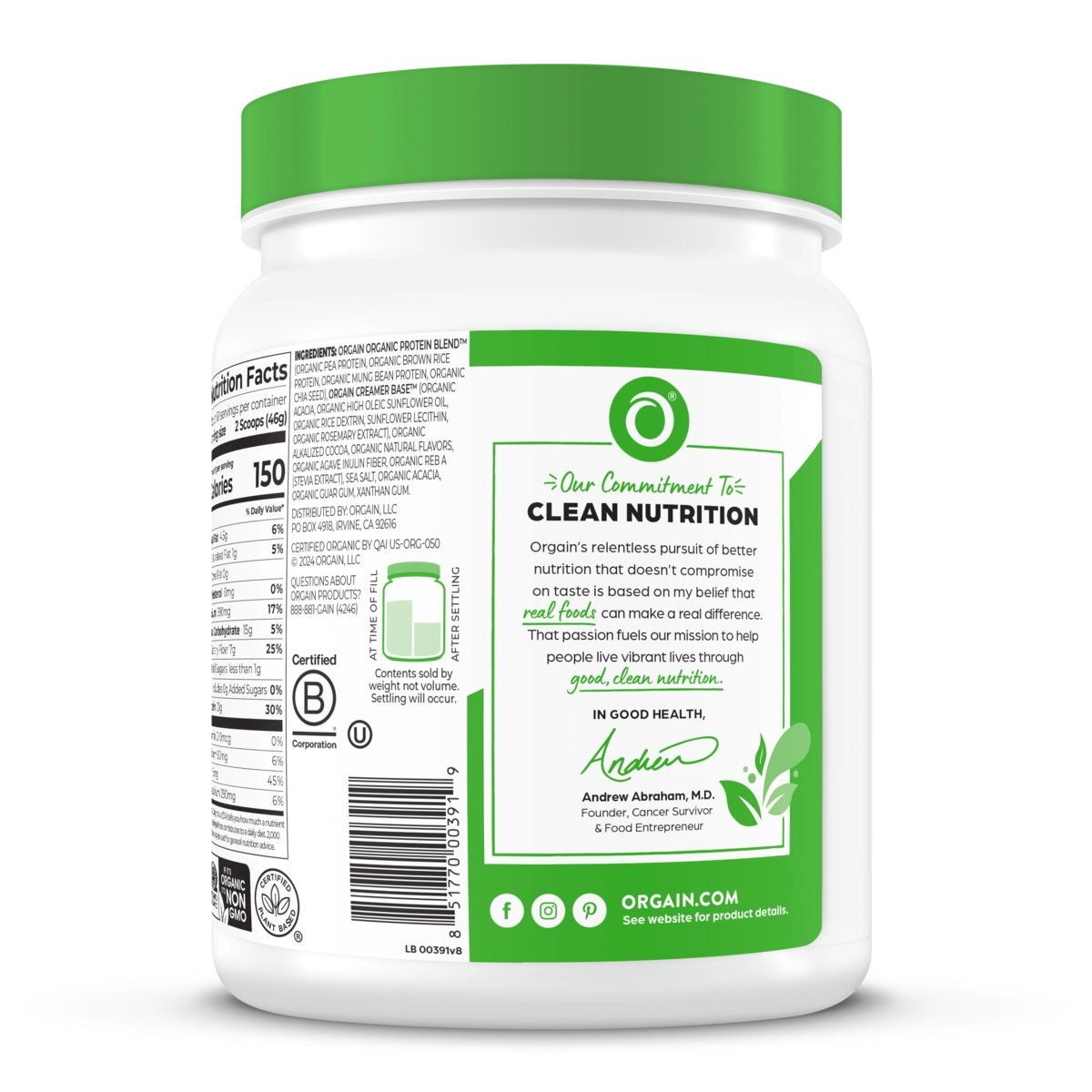 Orgain Organic Plant Based Protein Powder — alternate view
