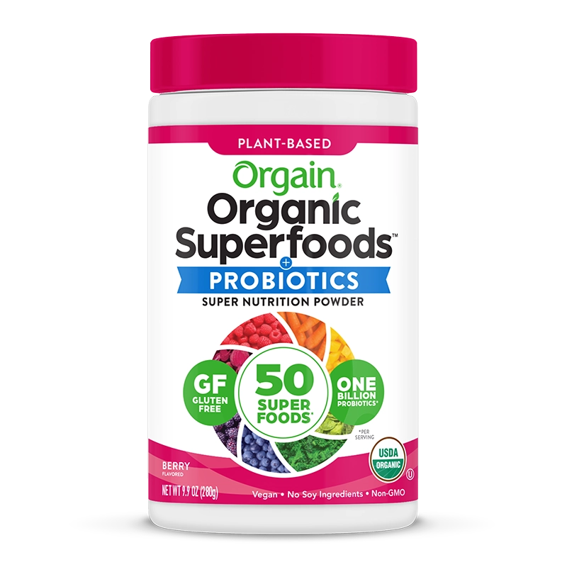 Front of Organic Superfoods Powder - Berry  Flavor in the 0.62lb Canister Size