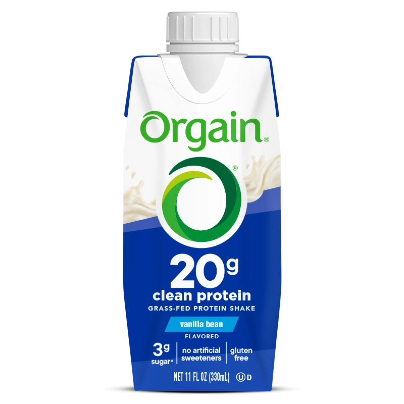 Front of 20g Clean Protein Shake - Vanilla Bean  Flavor in the 12 Shakes Size