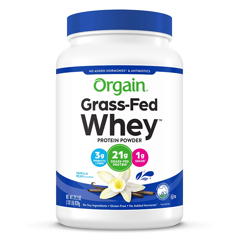 Front of Grass Fed Whey Protein Powder - Vanilla Bean  Flavor in the 1.82lb Canister Size