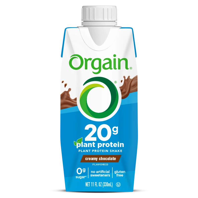 Front of 20g Plant-Based Protein Shake Creamy Chocolate Flavor in the 12 Shakes Size