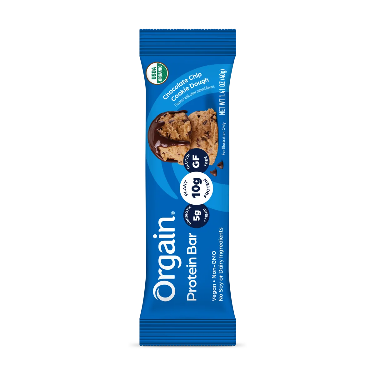Front of Organic Protein Bar - Chocolate Chip Cookie Dough  Flavor in the 12 Bars Size