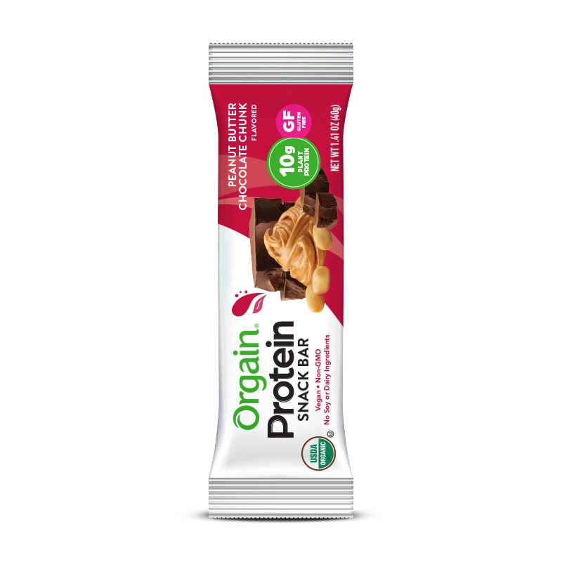 Front of Organic Protein Bar - Peanut Butter Chocolate Chunk  Flavor in the 12 Bars Size