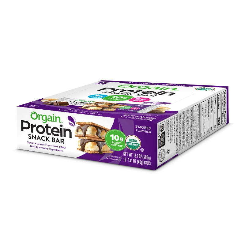 Angled top side of Organic Protein Bar - S'mores  Flavor in the 12 Bars Size