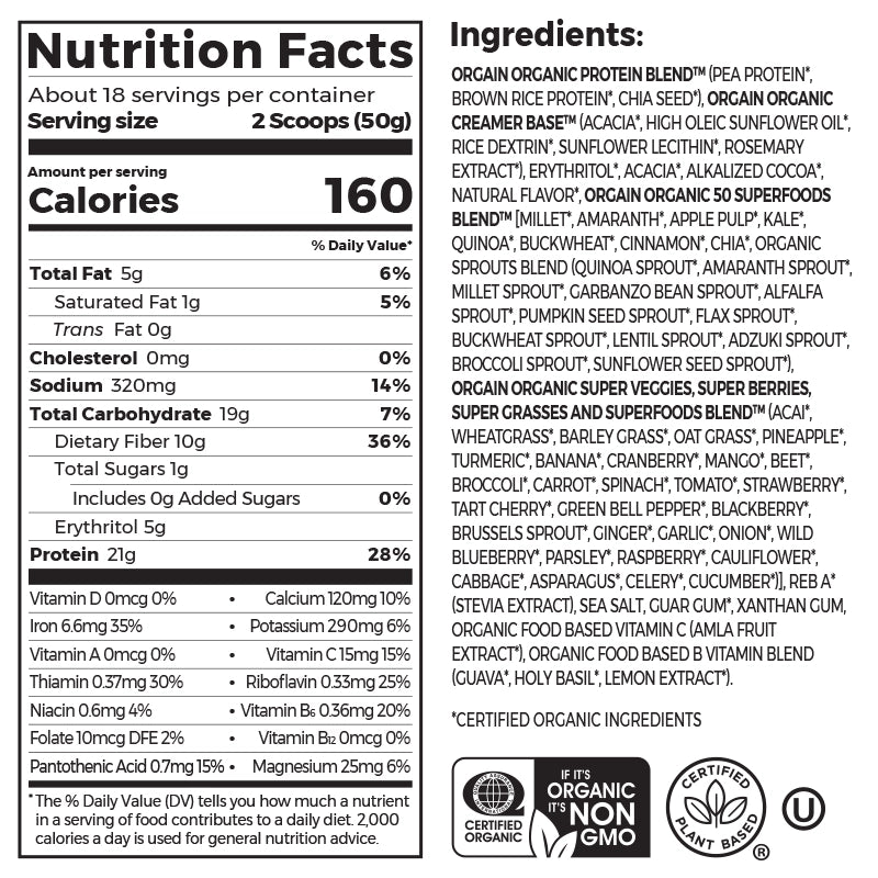 Orgain top superfood protein