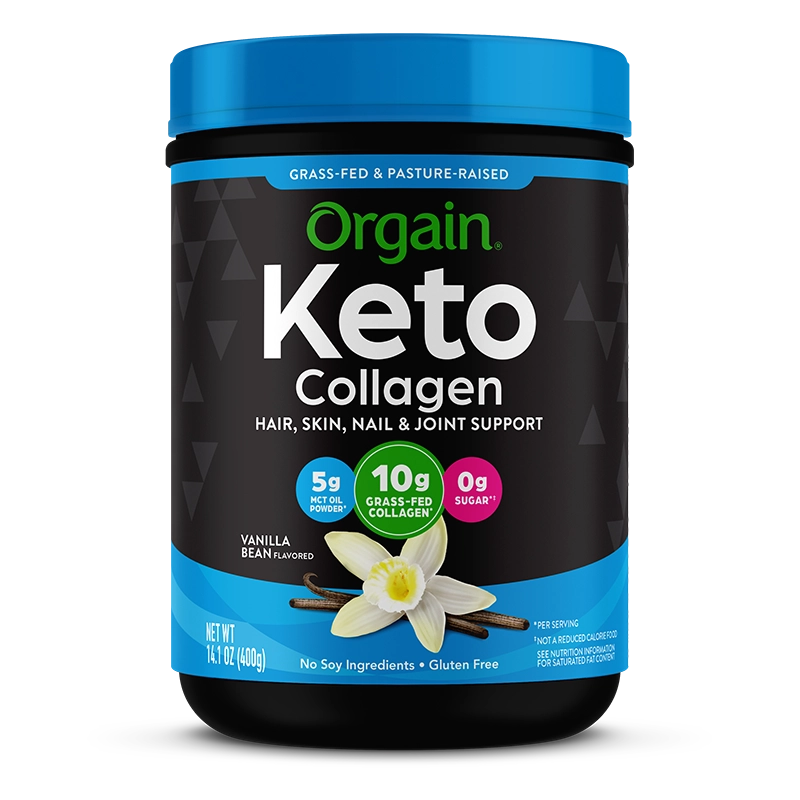 Front of Keto Collagen Protein Powder - Vanilla  Flavor in the 0.88lb Canister Size