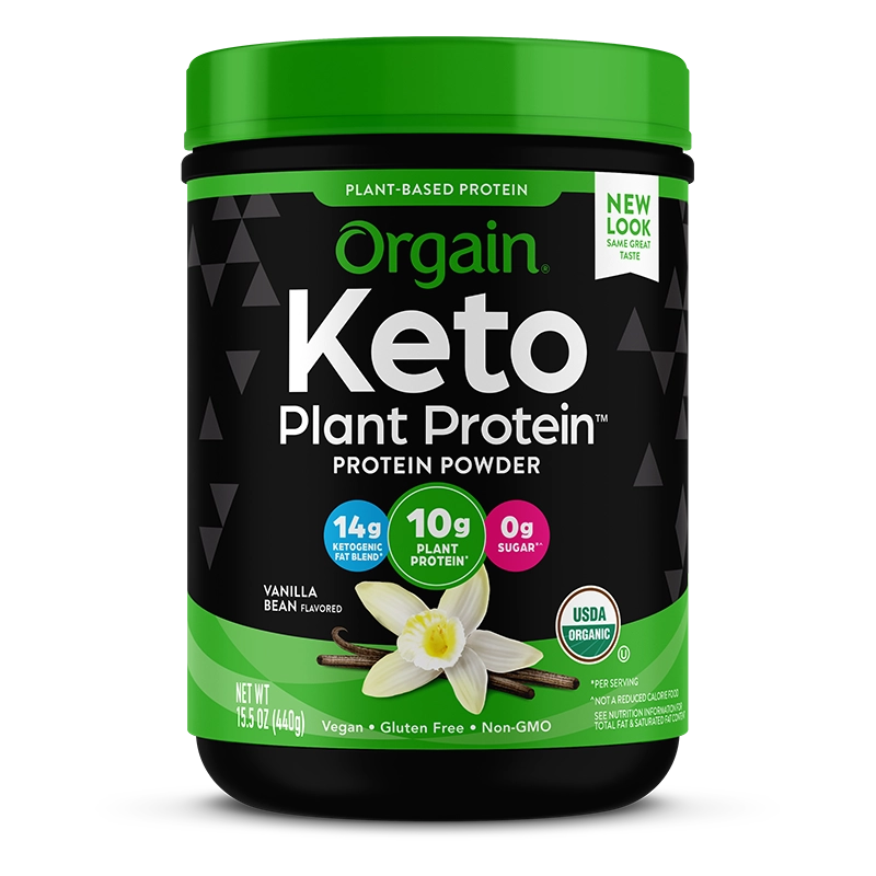 Front of Keto Plant Protein Organic Keto-genic Protein Powder - Vanilla  Flavor in the 0.97lb Canister Size