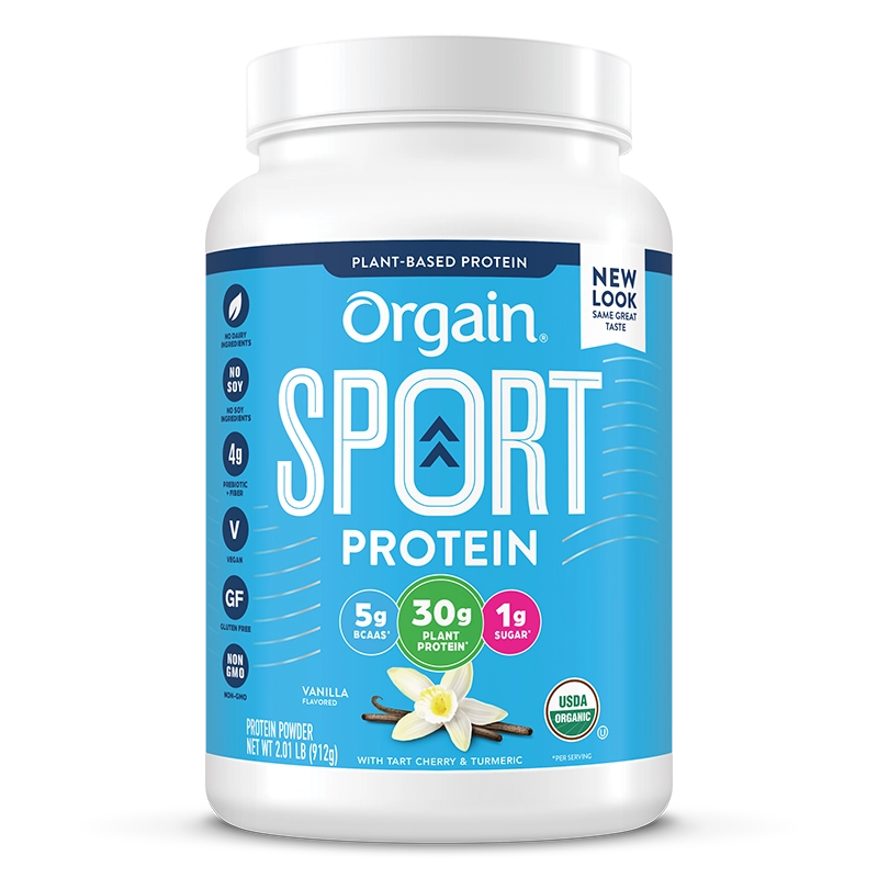 Front of Sport Protein Organic Plant Based Powder - Vanilla  Flavor in the 2.01lb Canister Size