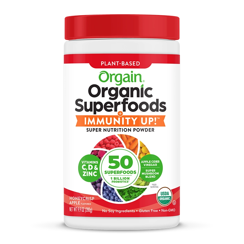 Front of Superfoods + Immunity Up! Powder Honeycrisp Apple Flavor in the 9.9oz Canister Size