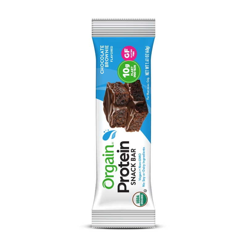 Front of Organic Protein Bar Chocolate Brownie Flavor in the 12 Bars Size