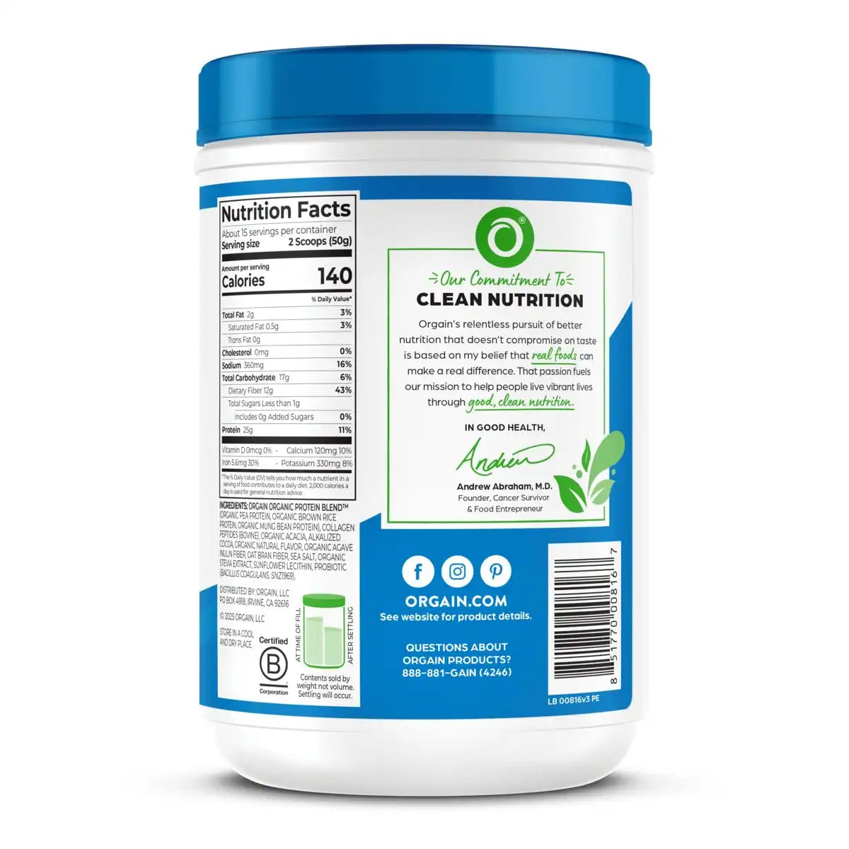 Orgain Label Protein Plus Collagen | Collagen Protein Powder | Orgain