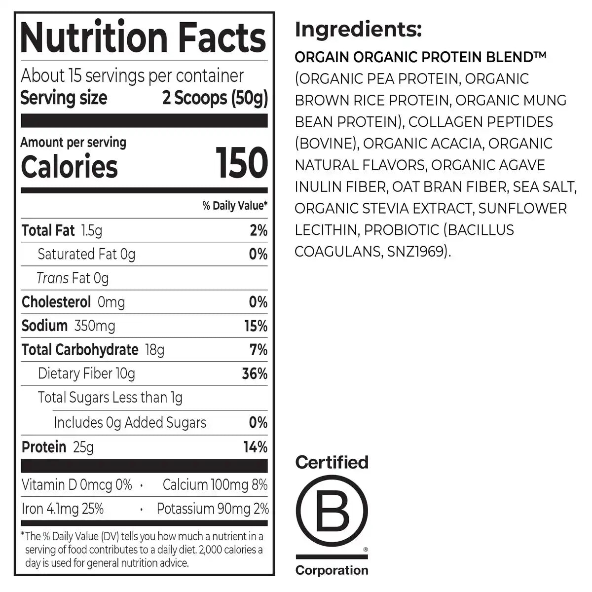 Orgain Label Collagen Protein Powder | Protein Plus Collagen | Orgain