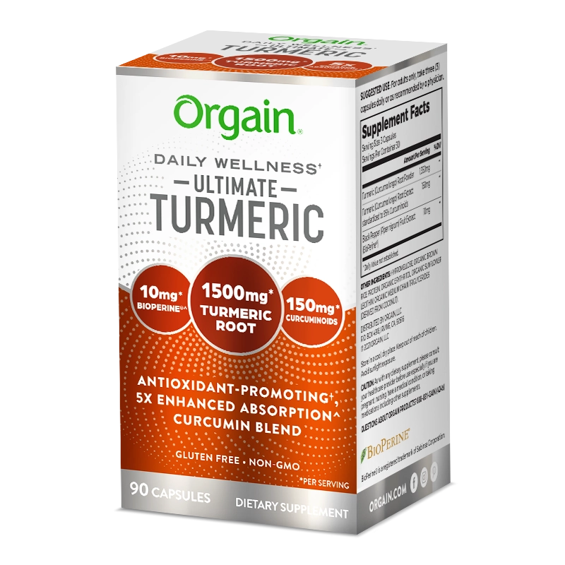 Angled Right side of Ultimate Turmeric 90ct Capsules Size in the 2.03lb canister Size