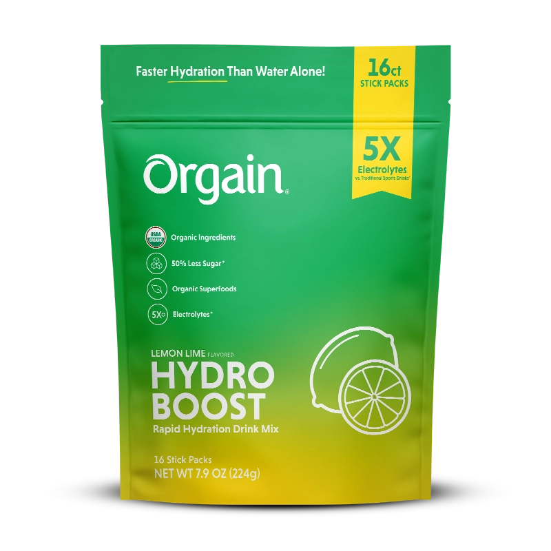 Front of Hydro Boost - Rapid Hydration Drink Mix - Lemon Lime  Flavor in the 16 Stick Packs Size