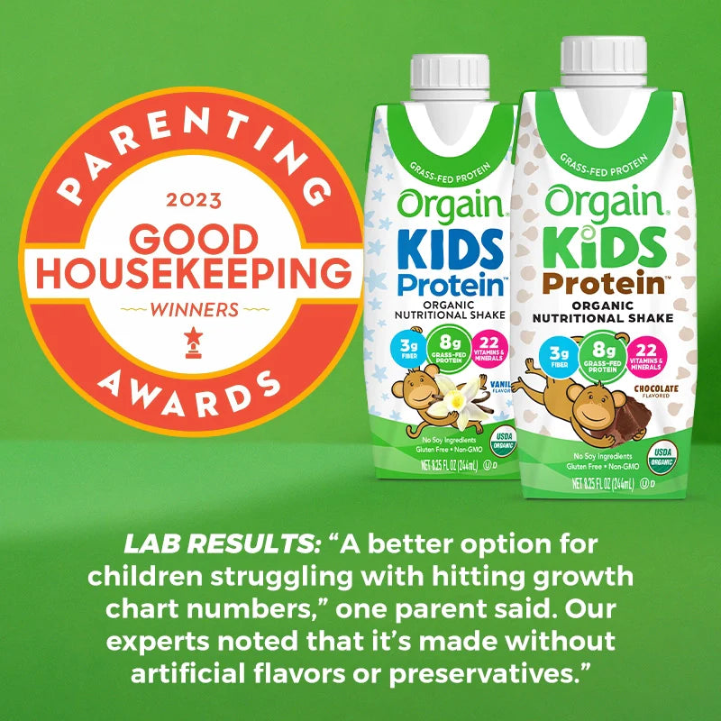 Good Housekeeping Award of Kids Protein Organic Nutrition Shake - Vanilla  Flavor in the 12 Shakes Size