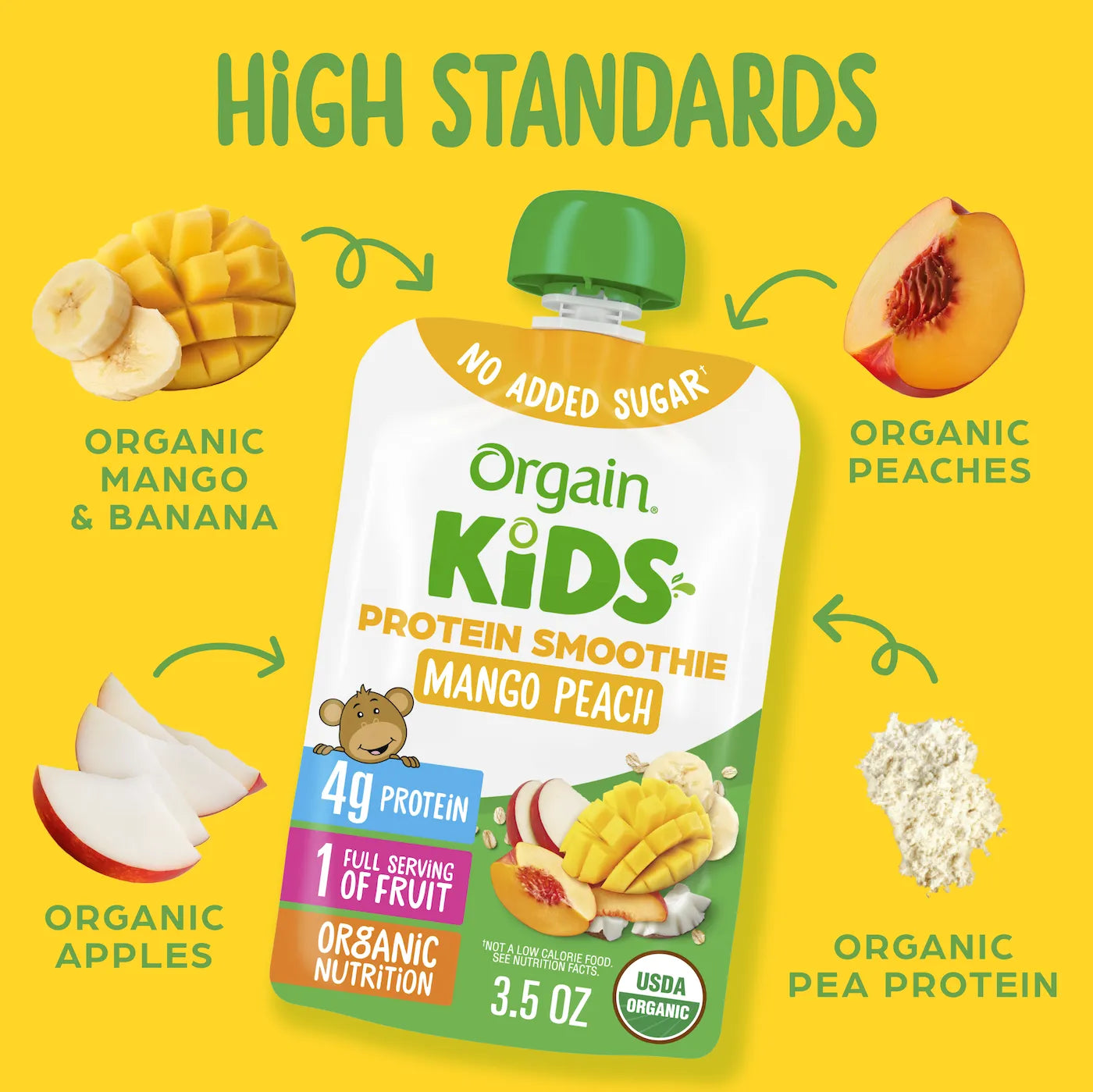 Orgain Protein Smoothie Pouch - Mango Peach