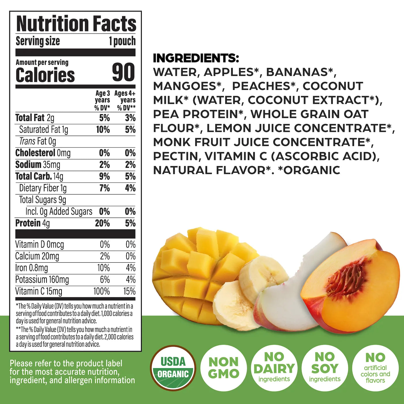 Orgain Protein Smoothie Pouch - Mango Peach