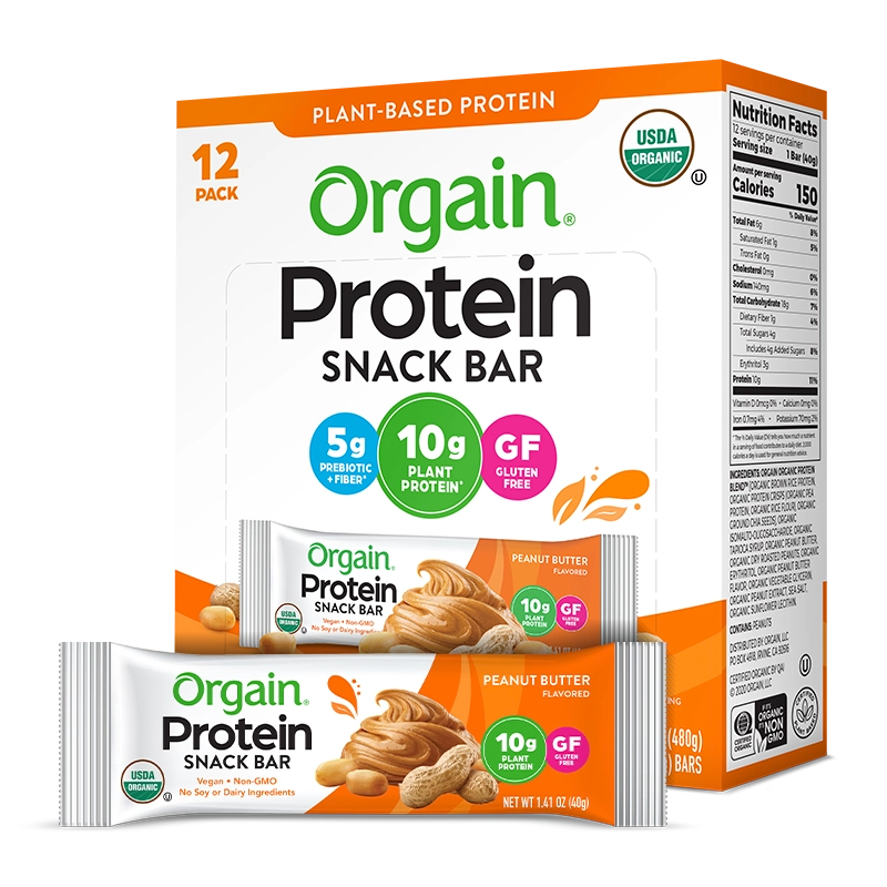 Single and case of Organic Protein Bar - Peanut Butter  Flavor in the 12 Bars Size