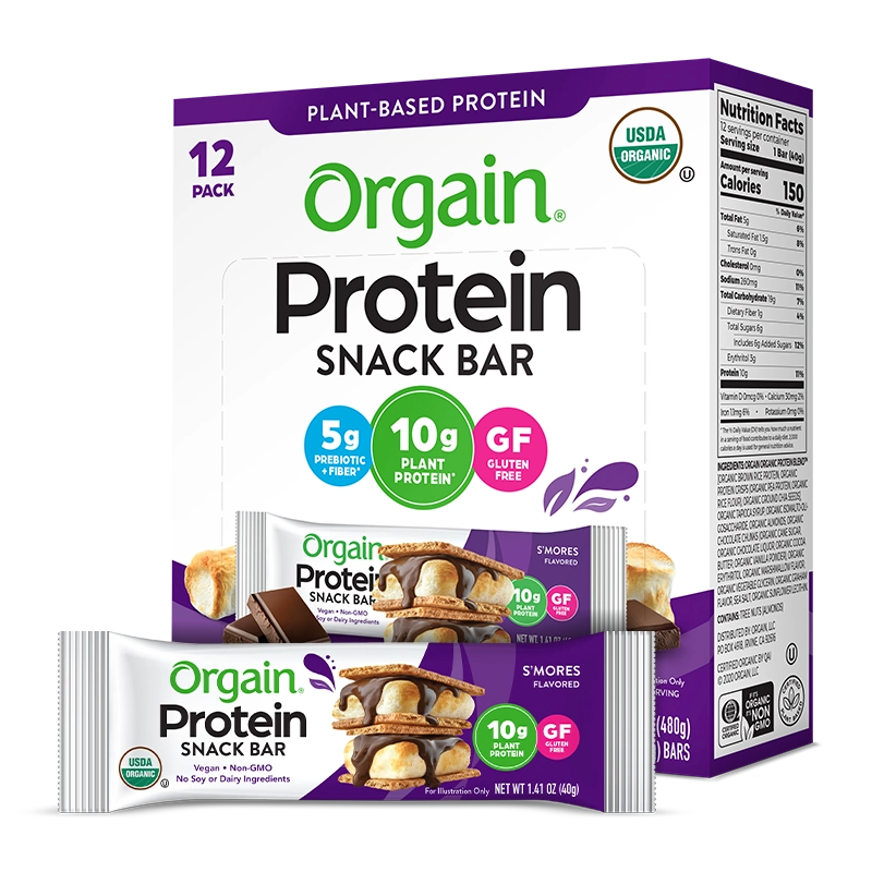 Single and case of Organic Protein Bar - S'mores  Flavor in the 12 Bars Size