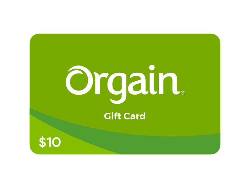 front of Orgain.com Gift Card 100 Denominations in the 9.9oz Canister Size